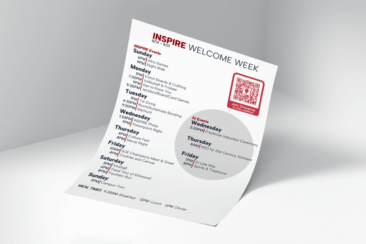 Mockup photo of a flyer designed in Figma.